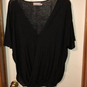 Criss cross top with gathered front & hi low back